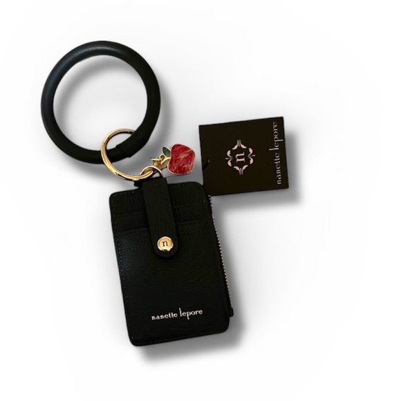 Nanette Lepore Card Case With Ring Bracelet and Apple Charm - Navy Blue - NWT - Picture 2 of 5
